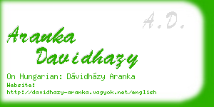 aranka davidhazy business card