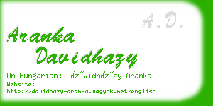 aranka davidhazy business card